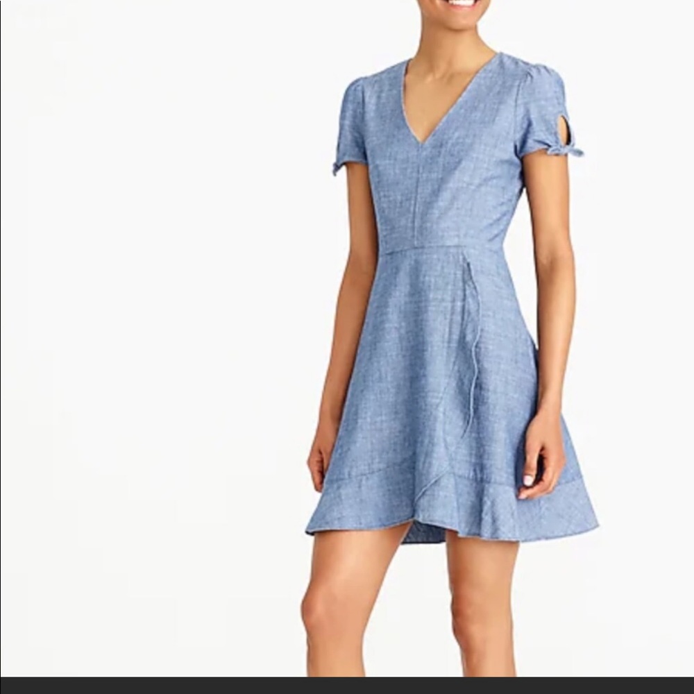 J.Crew Tie Sleeve Chambray Dress